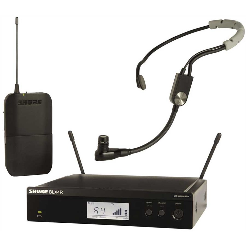 Shure Wireless 1/2R Headworn System BLX1 Tx; SM35 Mic; BLX4R Rx Auto Setup 614-638MHz
