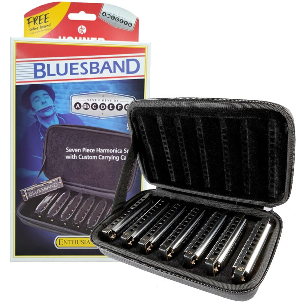 Hohner Bluesband Seven Piece Harmonica Set with Carry Case