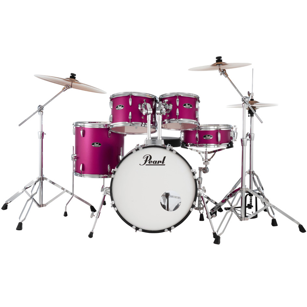 Pearl Roadshow-Plus 5-Piece Drum Kit with Cymbal Pack in Pink Metallic