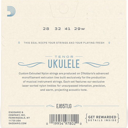 D’Addario EJ65TLG Pro Arté Custom Extruded Nylon Tenor Low G Ukulele Strings