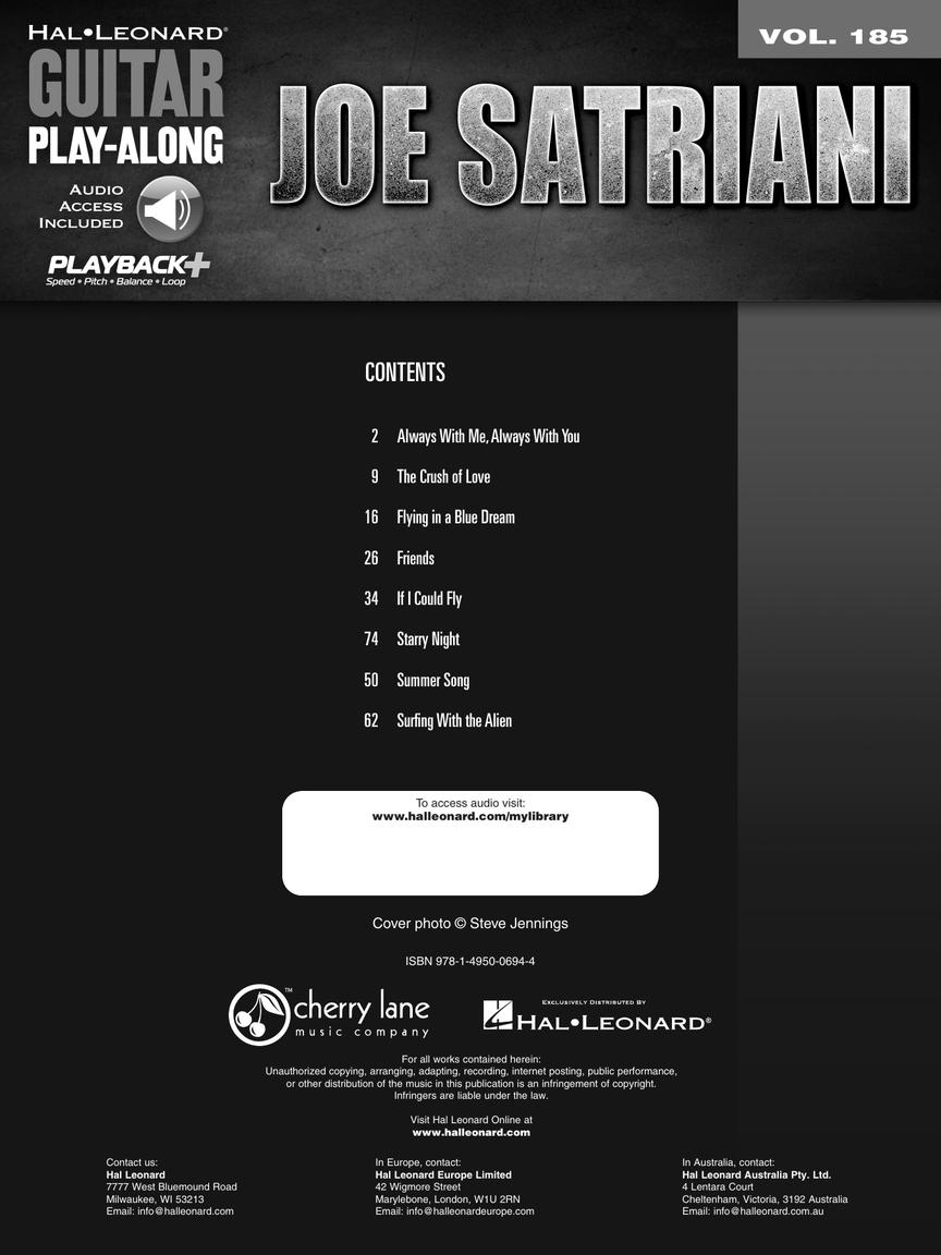 Joe Satriani Guitar Play Along Vol 185 Tab