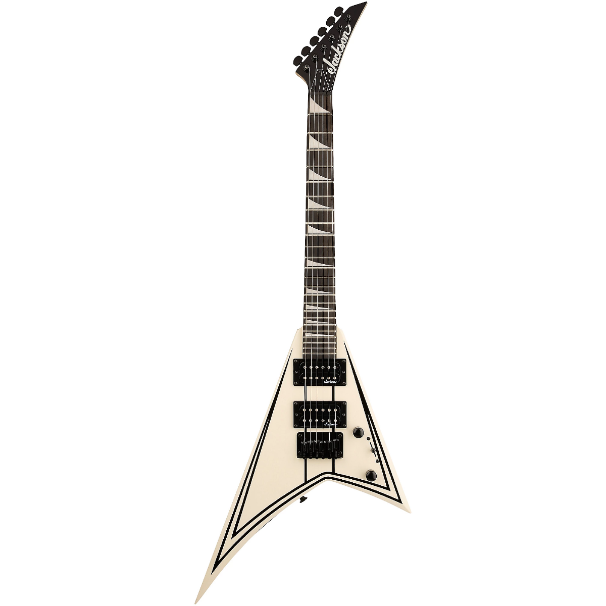 Jackson JS Series RR Minion JS1XM in Snow White with Black Pin Stripes