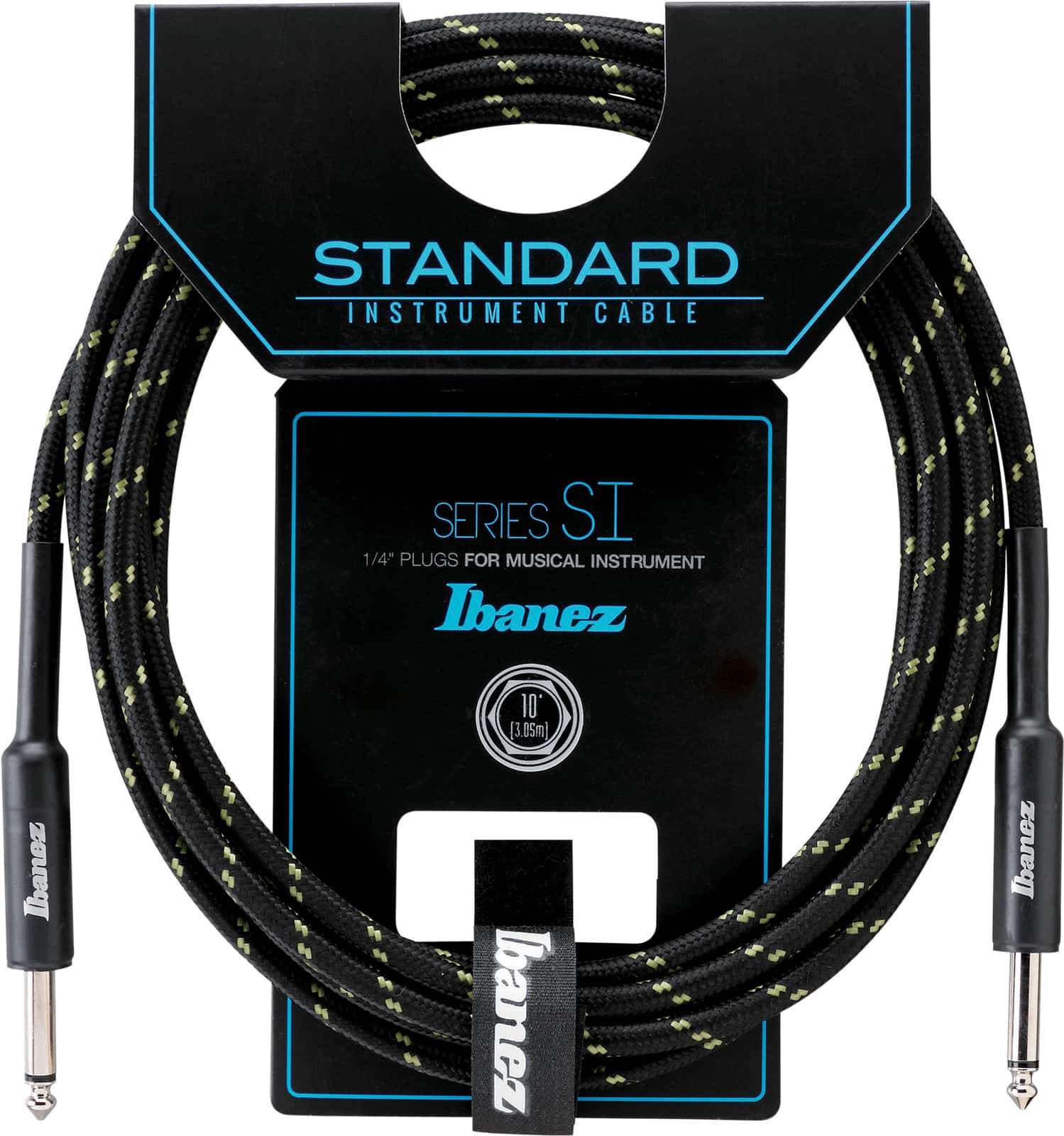 Ibanez SI10 10ft Woven Guitar Cable in Black & Green