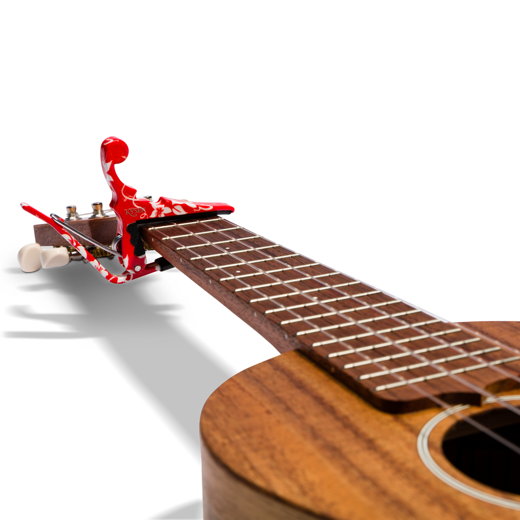 Kyser Quick Change Capo for Ukulele in Red Hibiscus