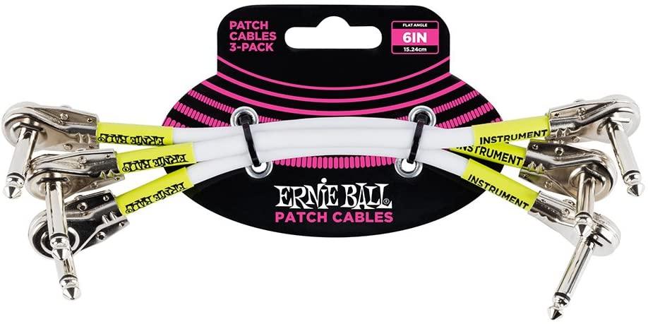 Ernie Ball 6" Pancake Patch Cable 3-pack White