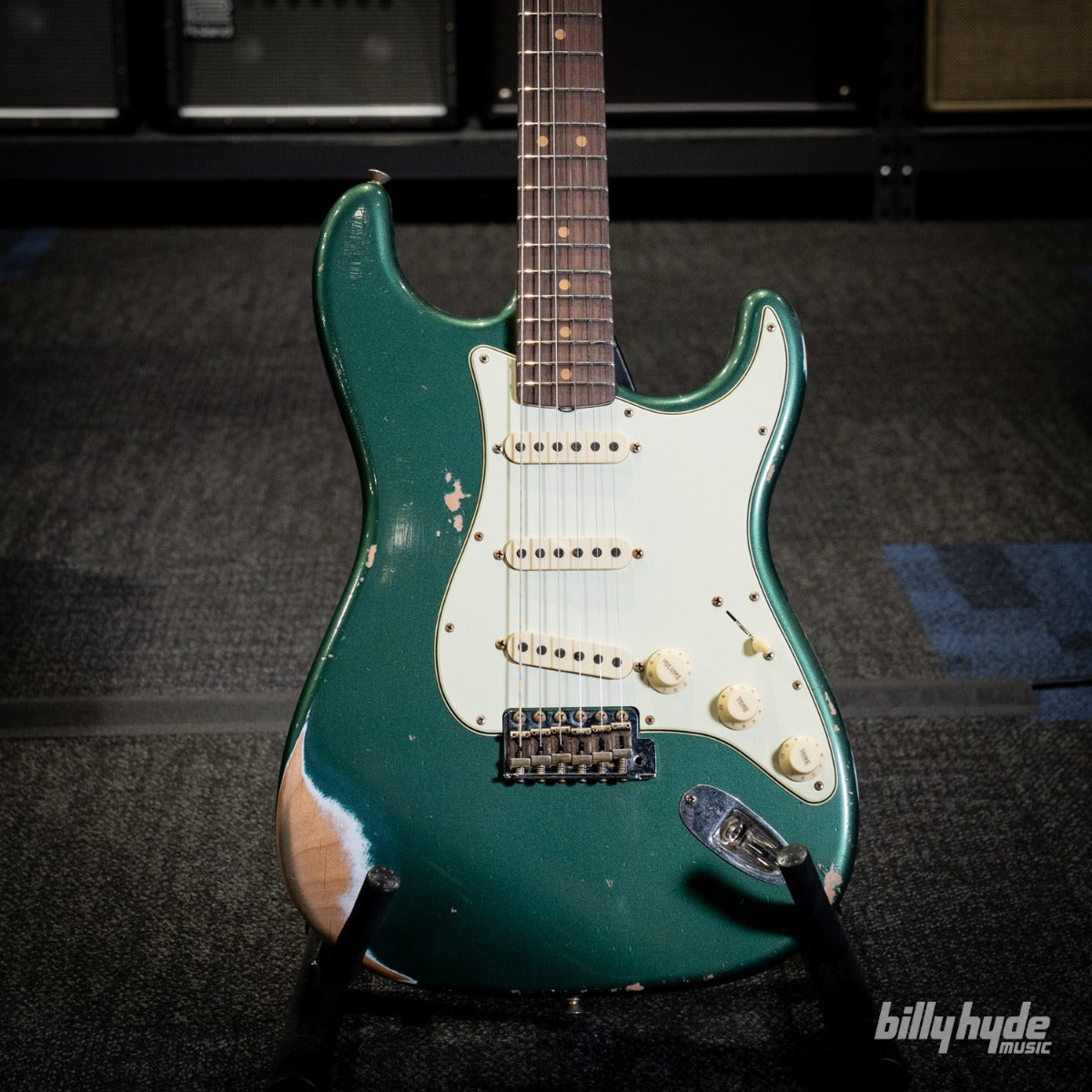 Fender Custom Shop Limited Edition 1964 L-Series Stratocaster Heavy Relic Electric Guitar in Aged Sherwood Green Metallic