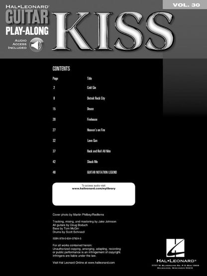 Kiss Guitar Play Along Volume 30 Guitar Tab