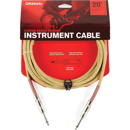 D'Addario Custom Series 20' Braided Instrument Cable in Tweed