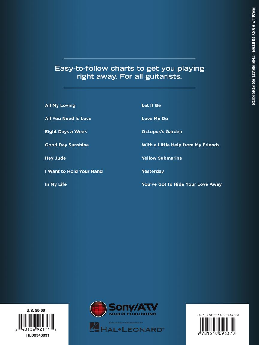 The Beatles for Kids Really Easy Guitar Series 14 Songs with Chords Lyrics & Basic Tab