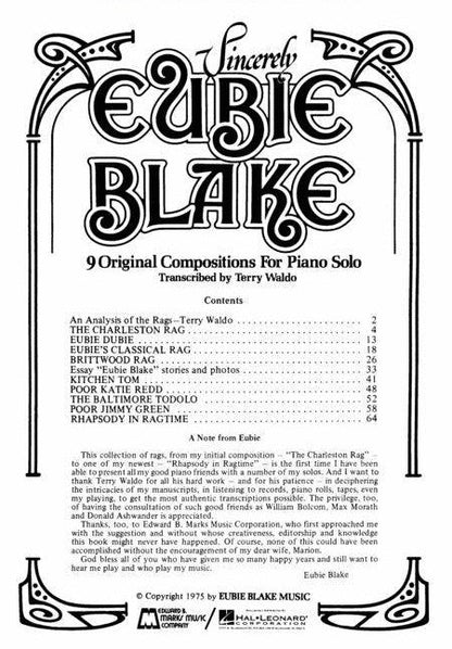 Sincerely Eubie Blake PVG