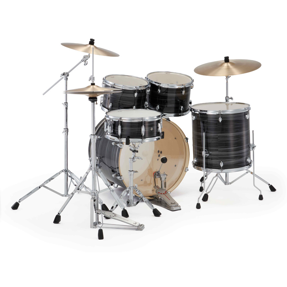 Pearl Export Plus 5-Piece Rock Drum Kit with Cymbal Pack in Graphite Silver Twist