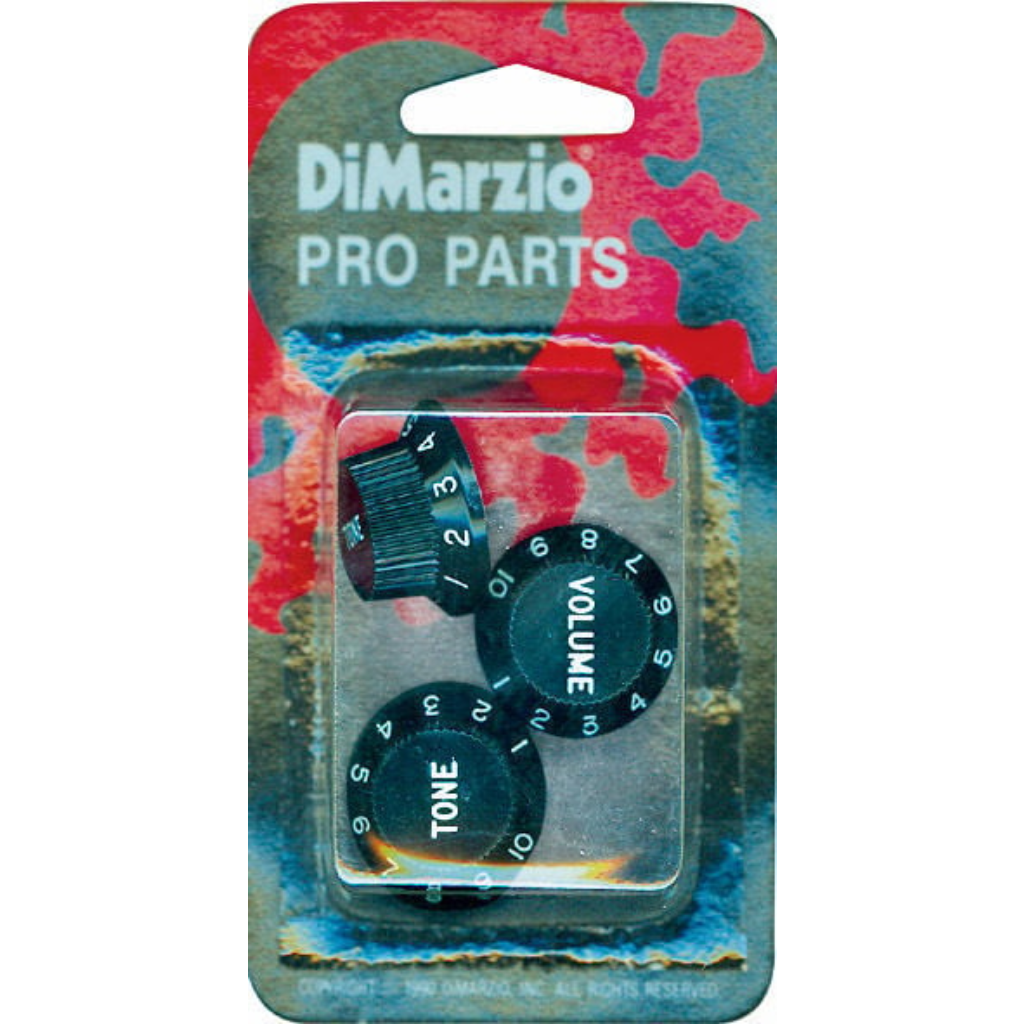 DiMARZIO DM21B Set of 1 volume & 2 tone control knobs Bell style in Black