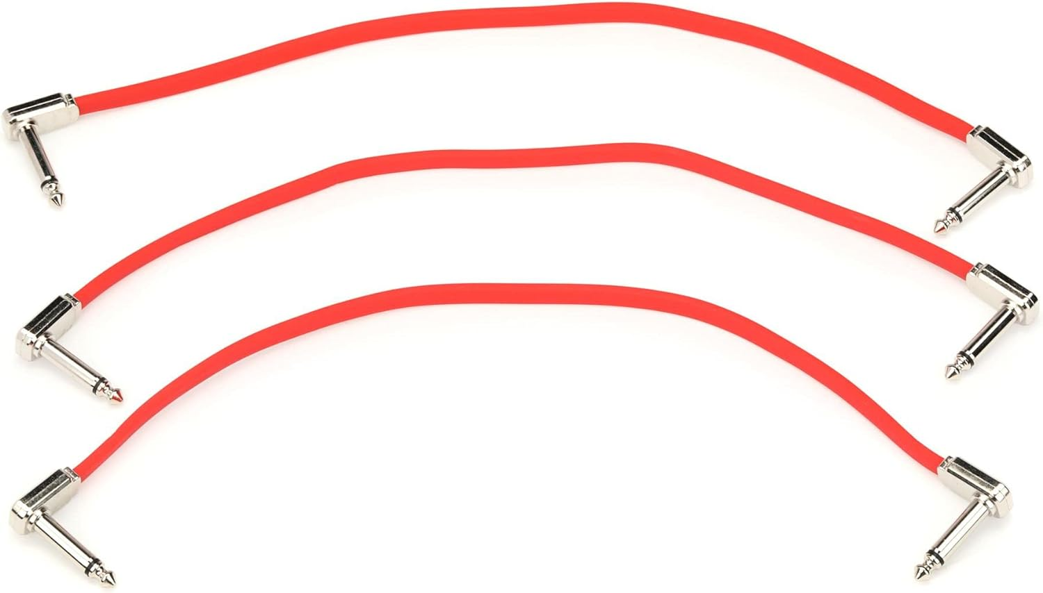 Ernie Ball 12” Flat Ribbon Patch Cable 3 Pack in Red