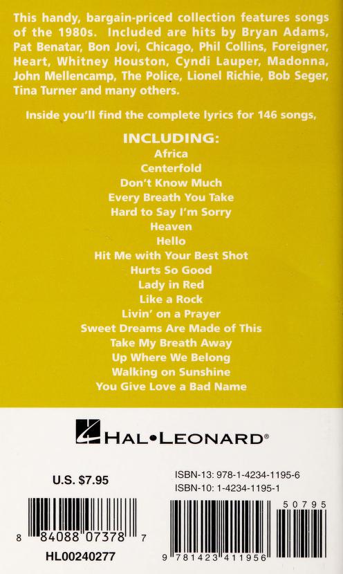 Paperback Lyrics The 1980s