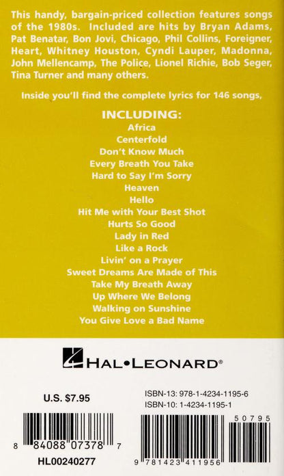 Paperback Lyrics The 1980s
