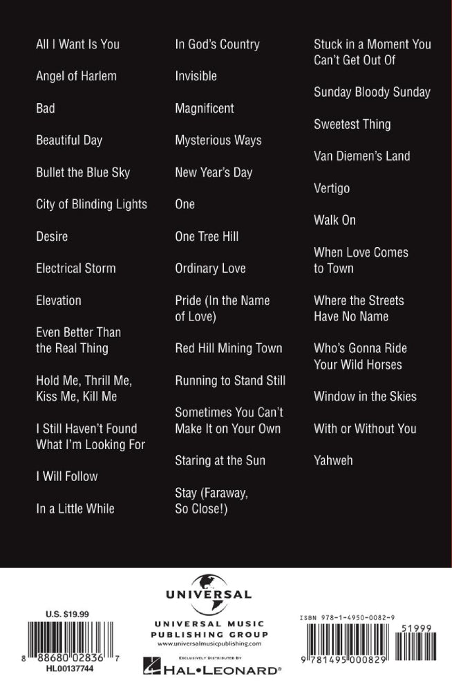 U2 Guitar Chord Songbook
