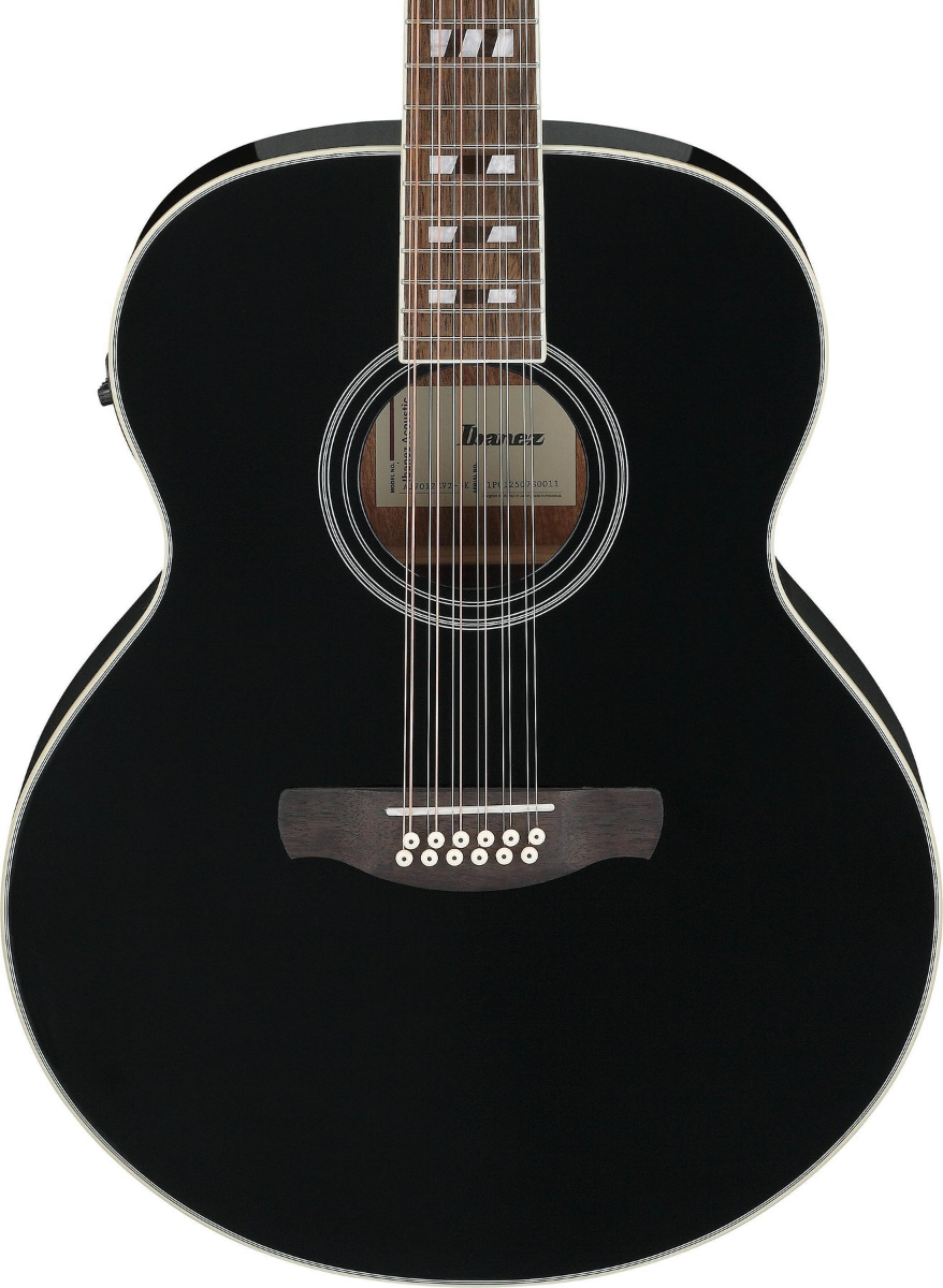 Ibanez AJ7012M1E 12-string Acoustic Electric Guitar in Black High Gloss