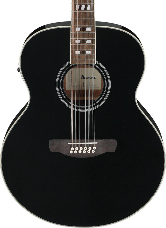 Ibanez AJ7012M1E 12-string Acoustic Electric Guitar in Black High Gloss