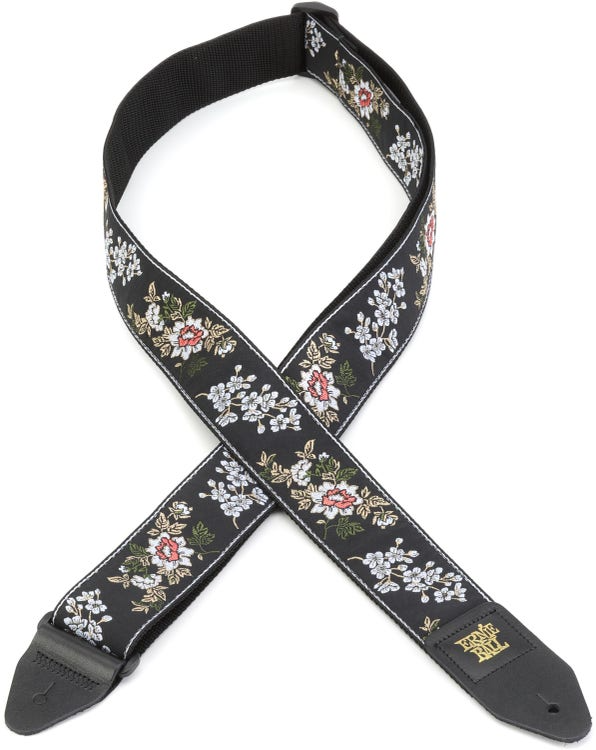 Ernie Ball Classic Jacquard Guitar Or Bass Strap in White Blossom