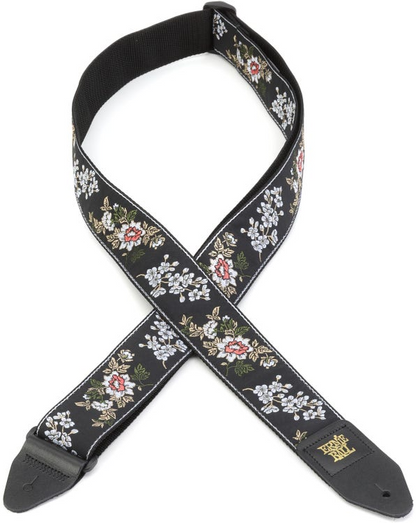 Ernie Ball Classic Jacquard Guitar Or Bass Strap in White Blossom