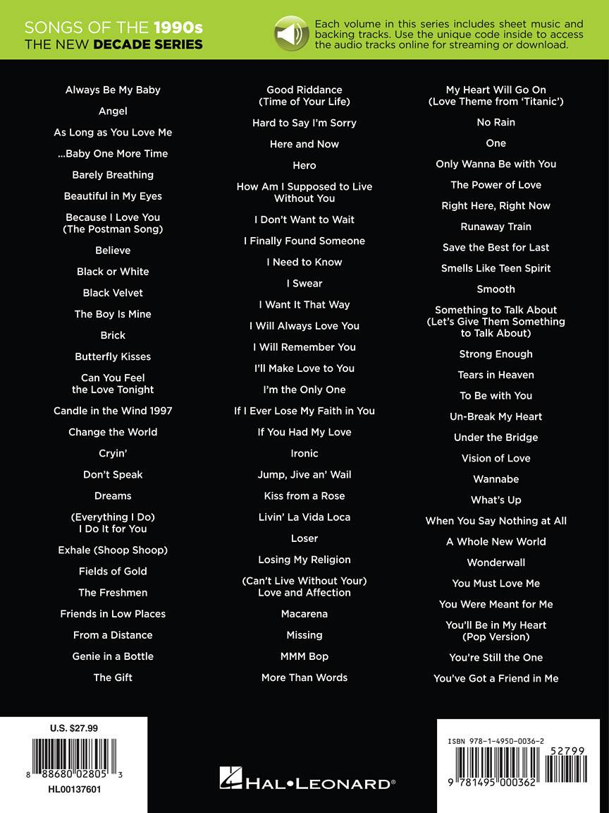 Songs of the 1990s The New Decade Series PVG BK/OLA