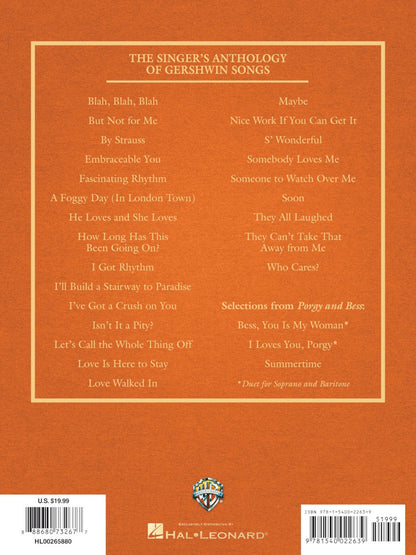 The Singers Anthology of Gershwin Songs Baritone