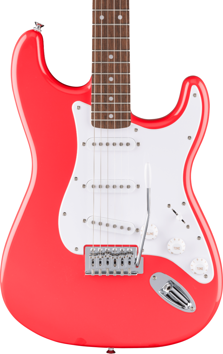 Squier FSR Squier Sonic Stratocaster, Laurel Fingerboard, White Pickguard in Fiesta Red