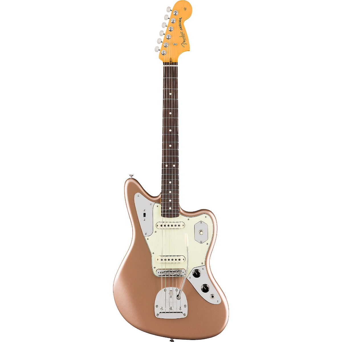 Fender American Professional Classic Jaguar Electric Guitar, Rosewood Fingerboard in Faded Firemist Gold