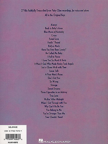 Patsy Cline Original Keys For Singers