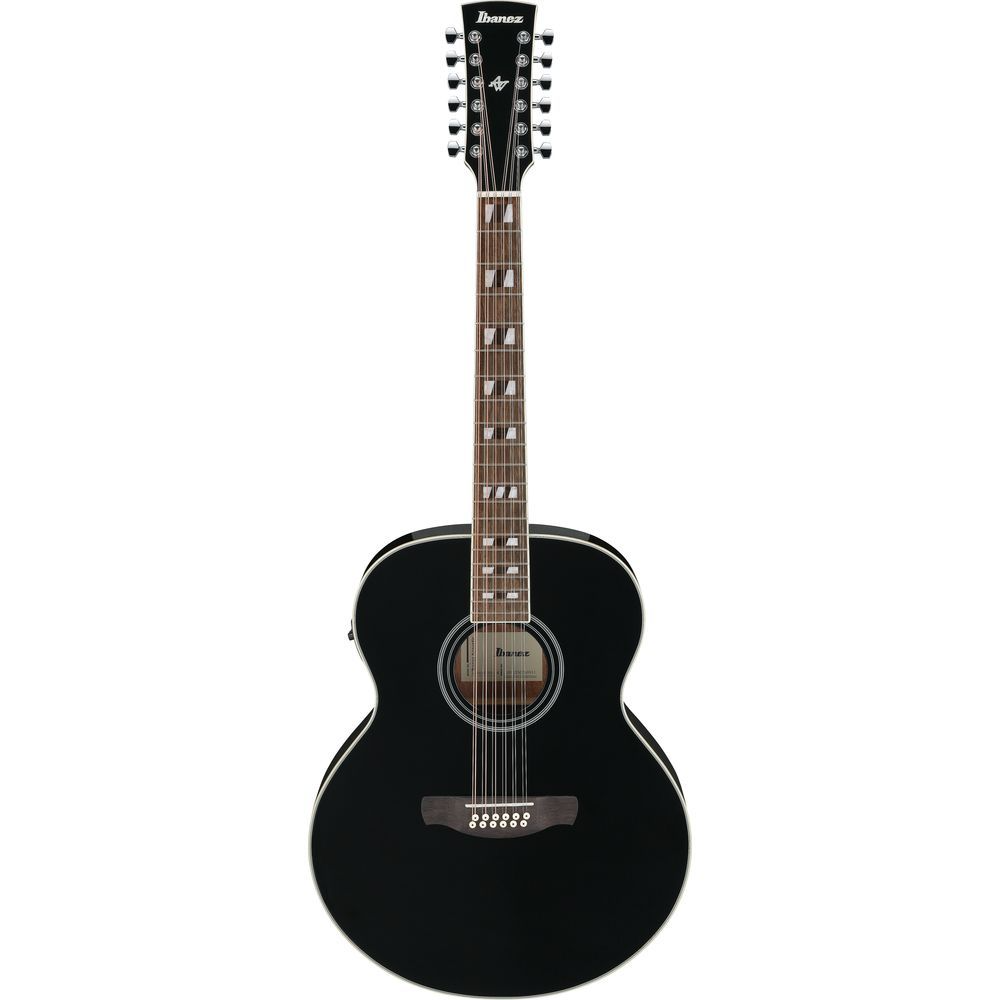 Ibanez AJ7012M1E 12-string Acoustic Electric Guitar in Black High Gloss