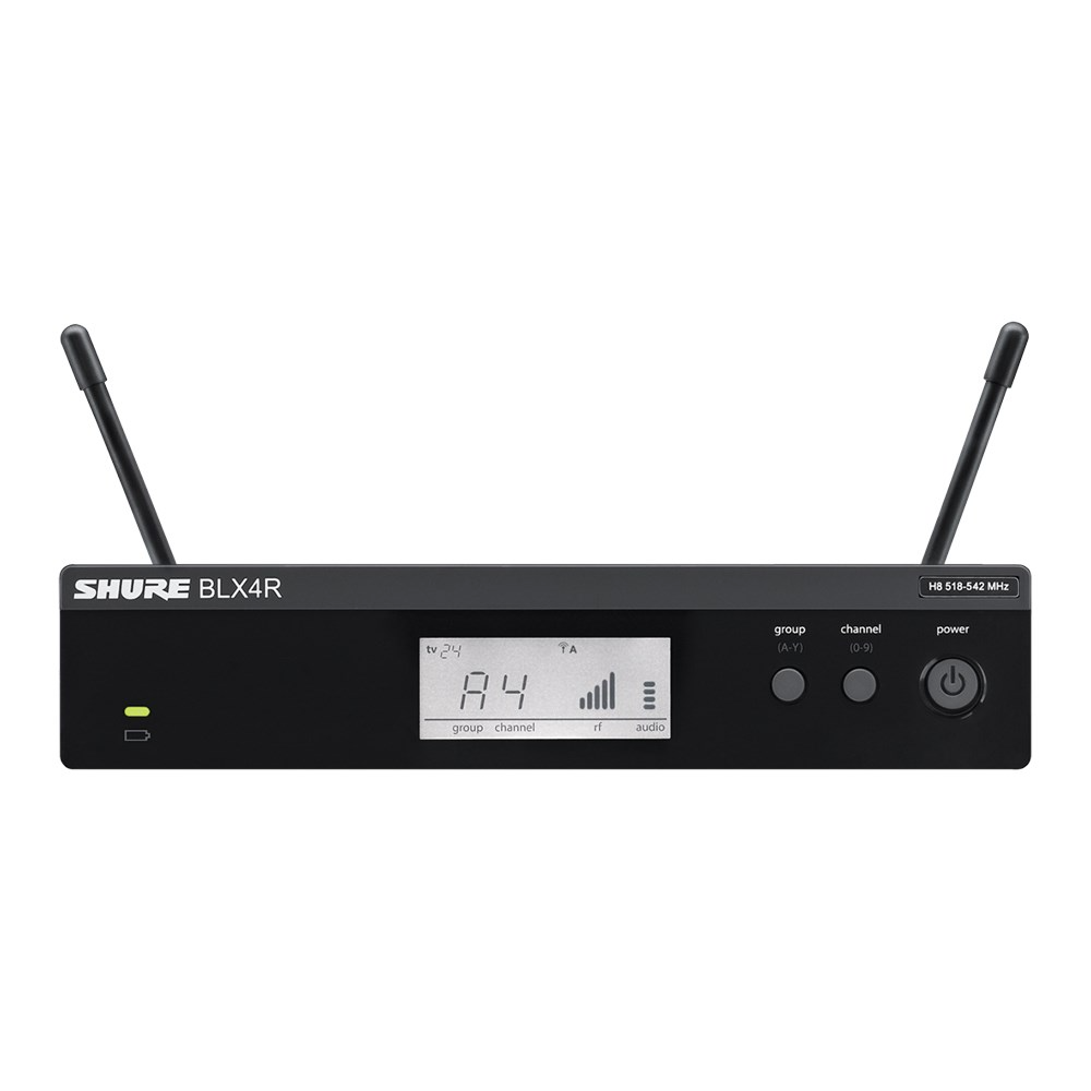 Shure Wireless 1/2R Handheld System BLX2 Tx; SM58 Mic; BLX4R Rx Auto Setup: 614-638MHz