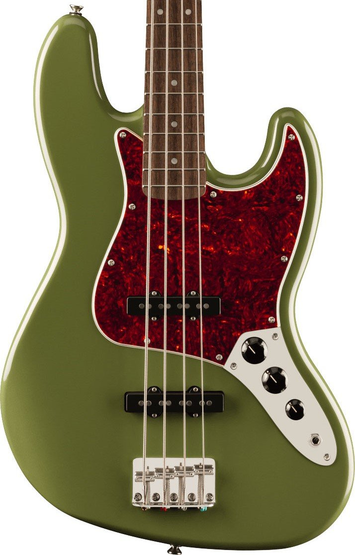 Squier FSR Classic Vibe '60s Jazz Bass, Laurel Fingerboard, Tortoiseshell Pickguard, Matching Headstock in Antique Olive