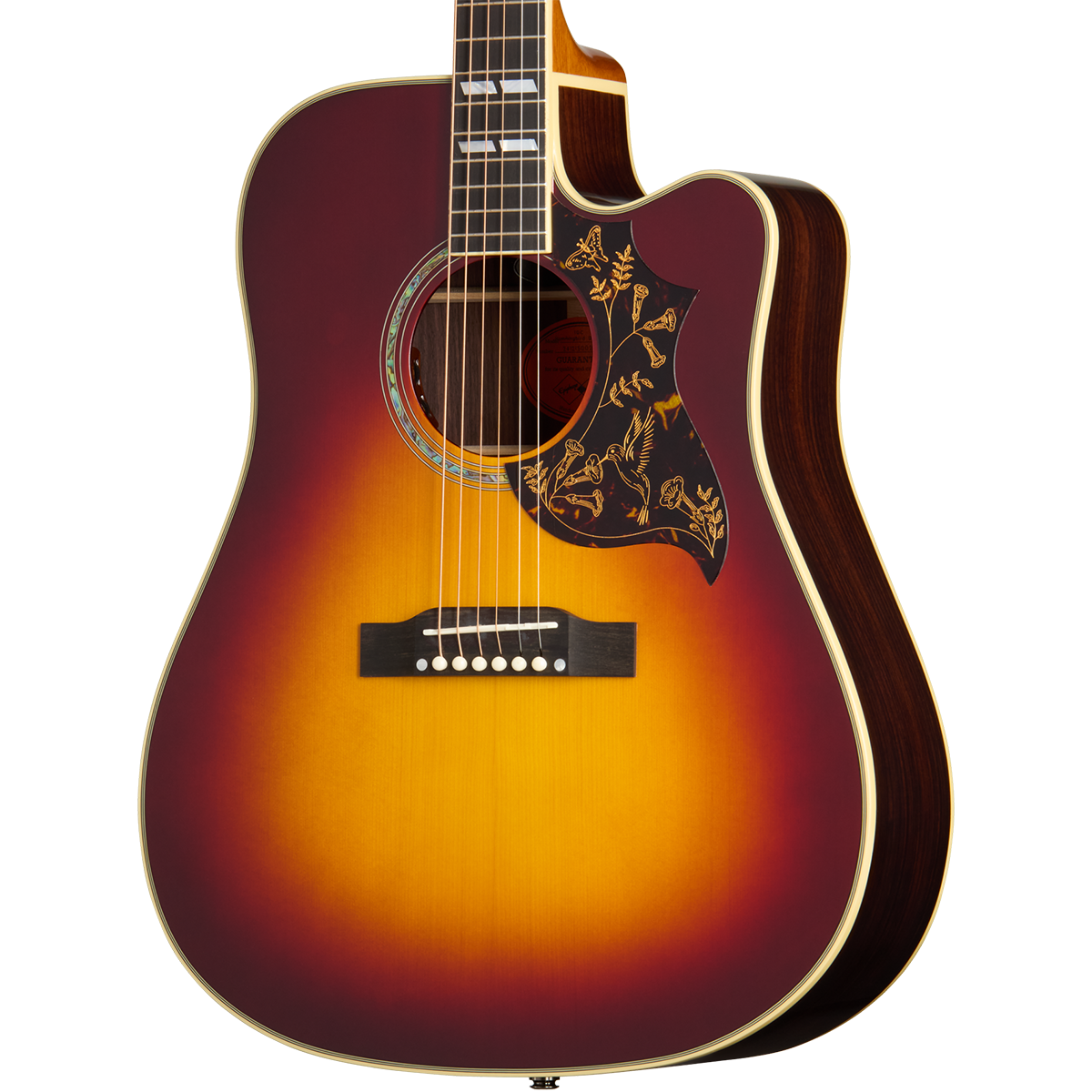 Epiphone Hummingbird Deluxe EC Acoustic Electric Guitar in Autumn Burst