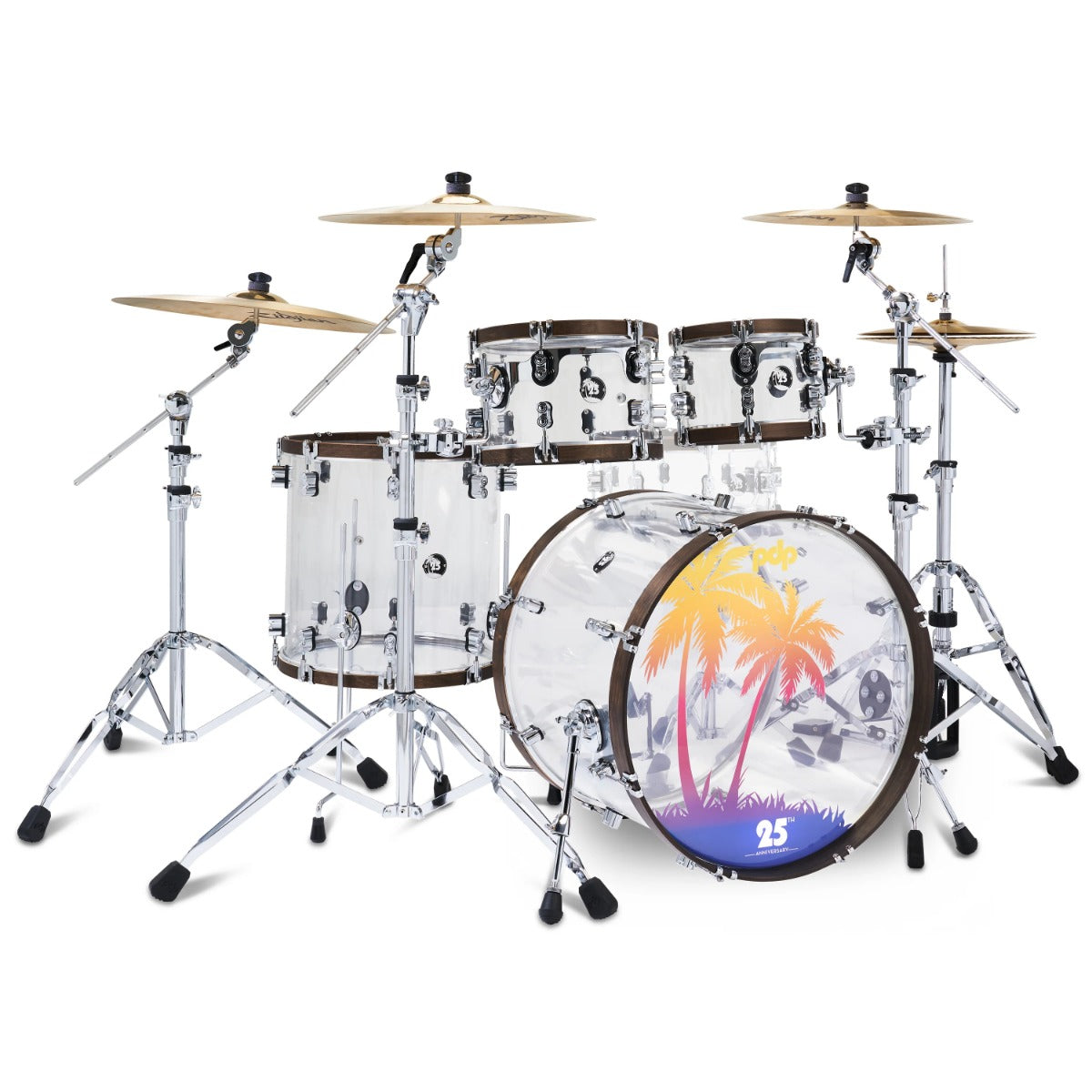 PDP 25th Anniversary 4-Piece Acrylic Kit (10T, 12T, 16FT, 22BD) in Clear Acrylic