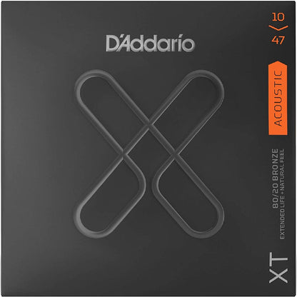 D'Addario XT 80/20 Bronze Extra Light Coated Acoustic Guitar Strings 10-47 Gauge