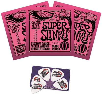 Ernie Ball SUPER SLINKY NICKEL WOUND ELECTRIC GUITAR STRINGS 9-42 GAUGE