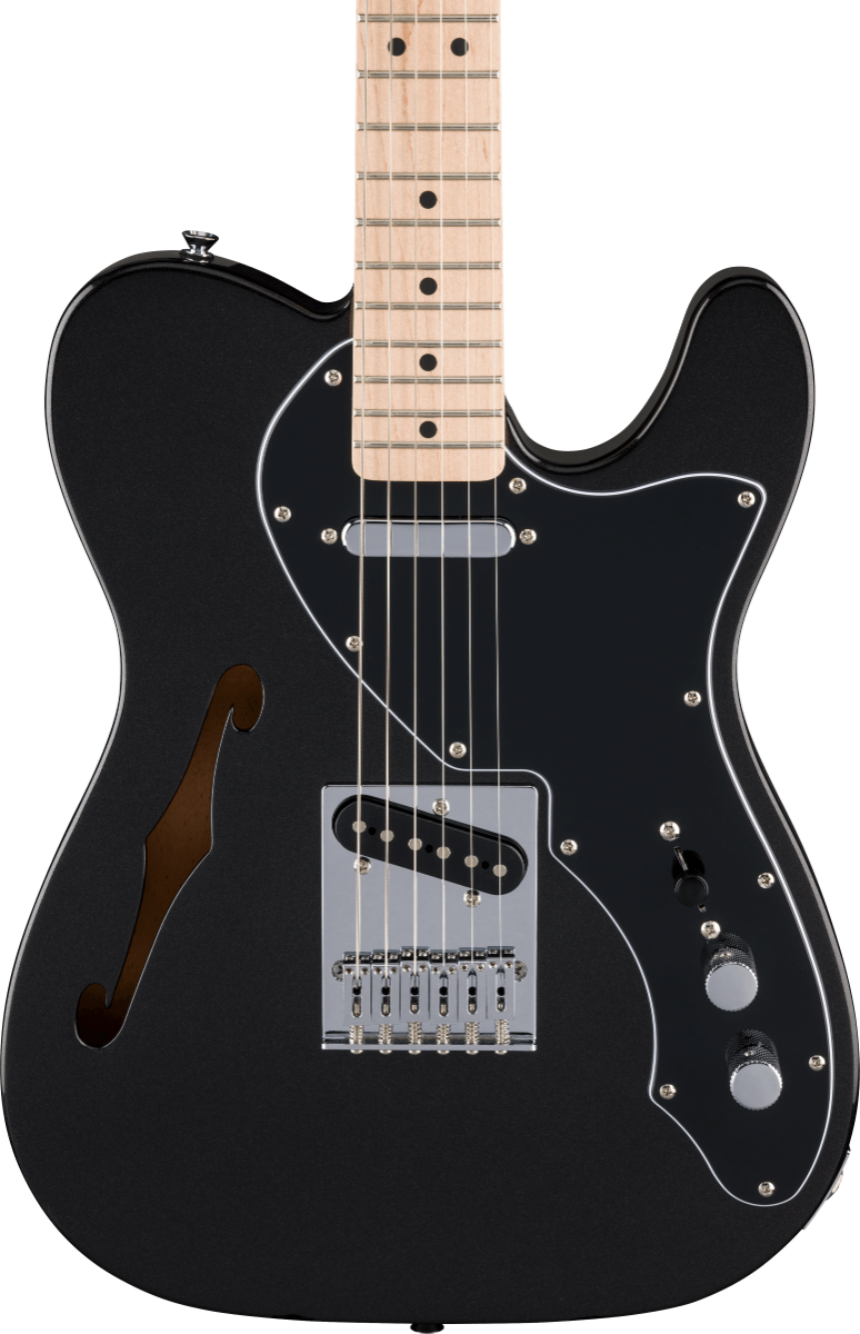 Squier FSR Affinity Series Telecaster Thinline, Maple Fingerboard, Black Pickguard in Metallic Black