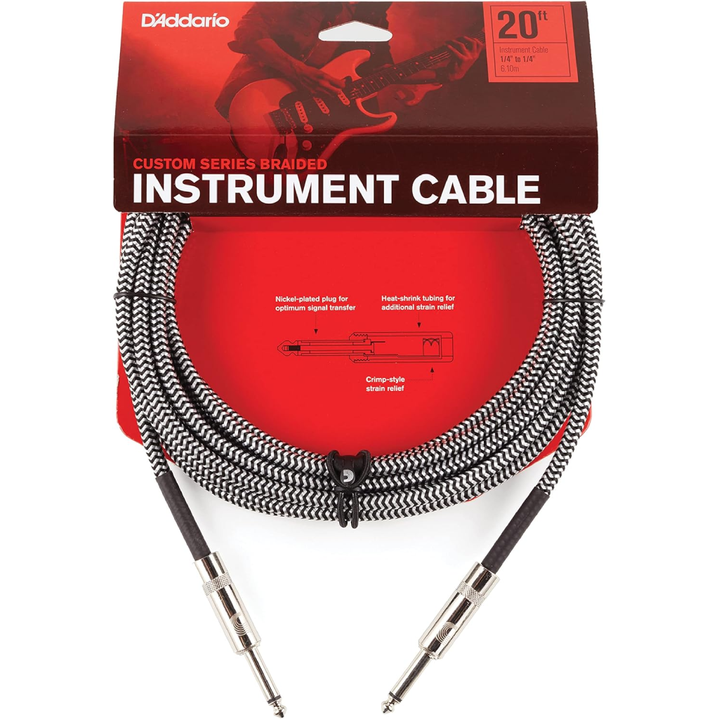 D'Addario Custom Series 20' Braided Instrument Cable in Grey