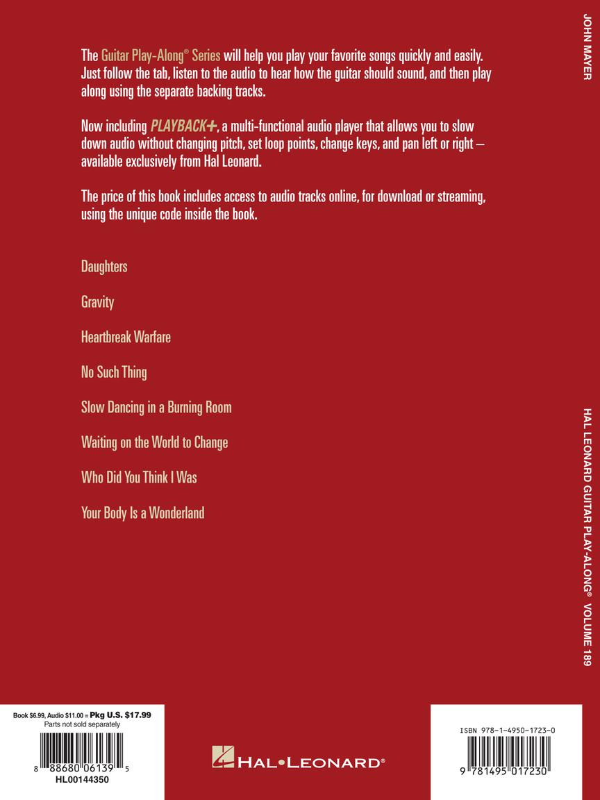 John Mayer Guitar Play Along Volume 189 Tab