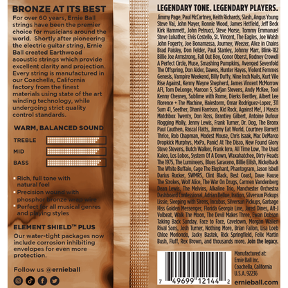 Ernie Ball Earthwood Phosphor Bronze Medium Acoustic Guitar Strings 13-56 Gauge
