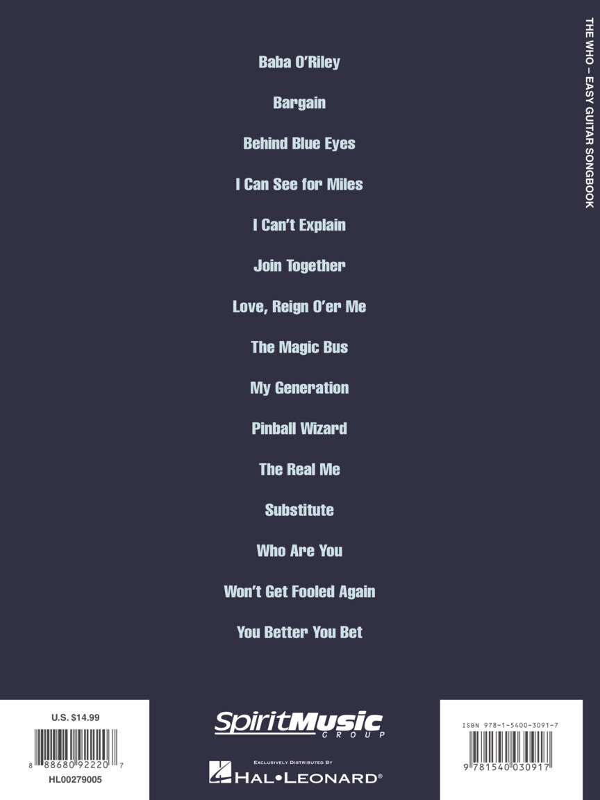 The Who Easy Guitar Songbook Notes And Tab