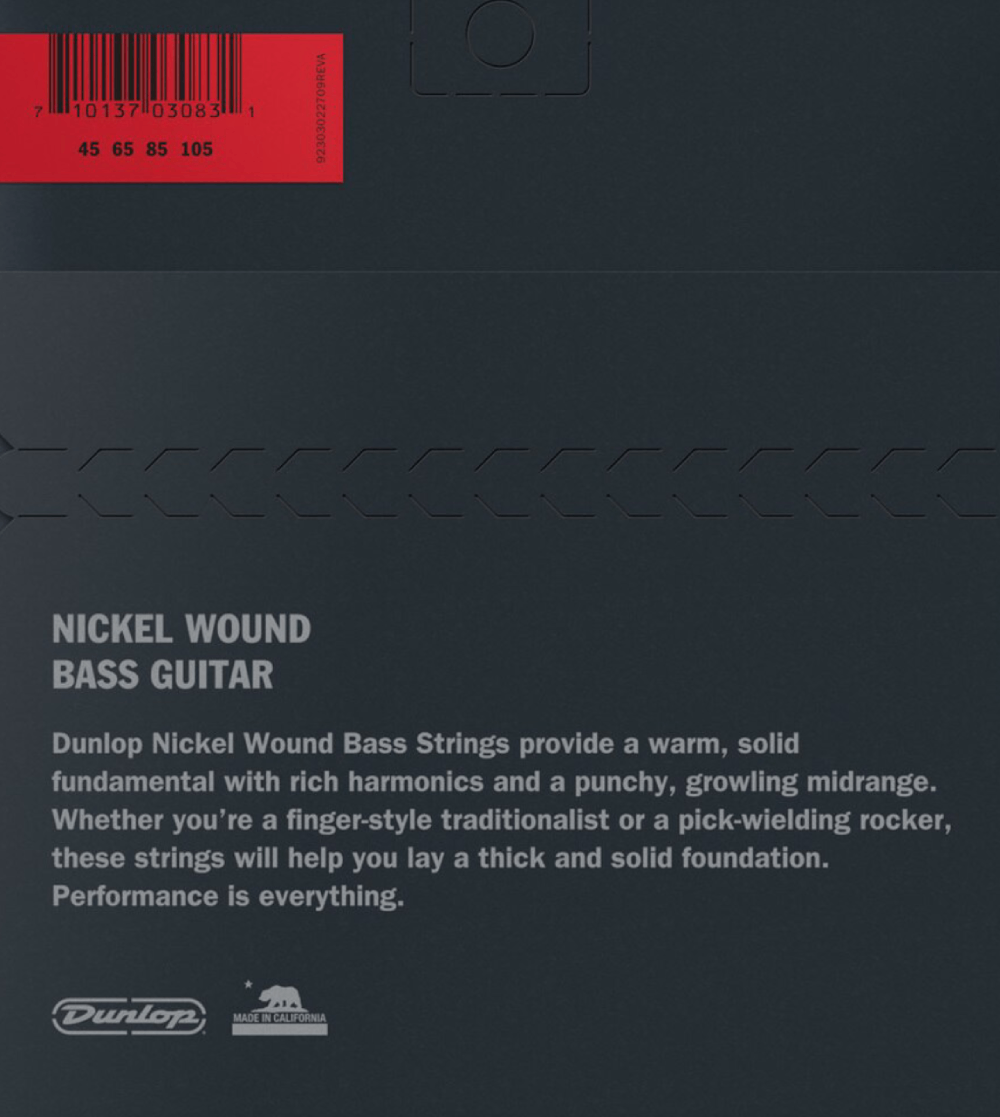 Jim Dunlop DBN45105 Nickel Wound Steel Bass Guitar Strings,  45-105 Gauge