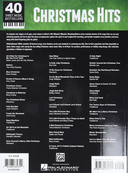 Christmas Hits 40 Sheet Music Bestsellers PVG