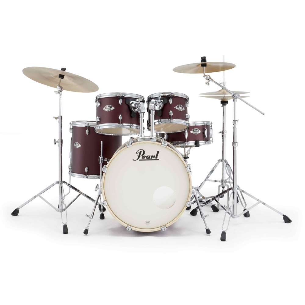 Pearl Export Plus 5-Piece Fusion Kit Drum Kit with Cymbal Pack in Satin Scarlet