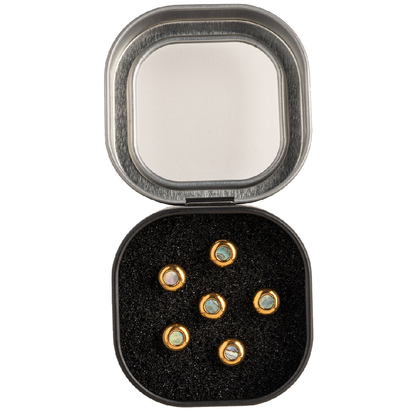 Martin Luxe Liquid Metal Bridge Pins in Gold with Pearl