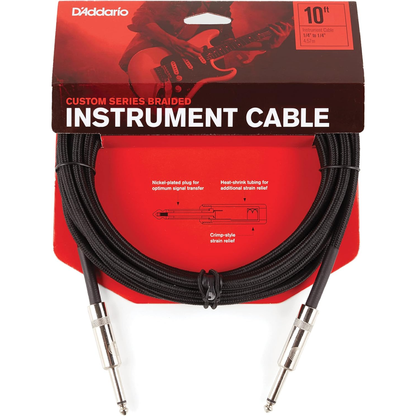 D'Addario Custom Series 10' Braided Instrument Cable in Black