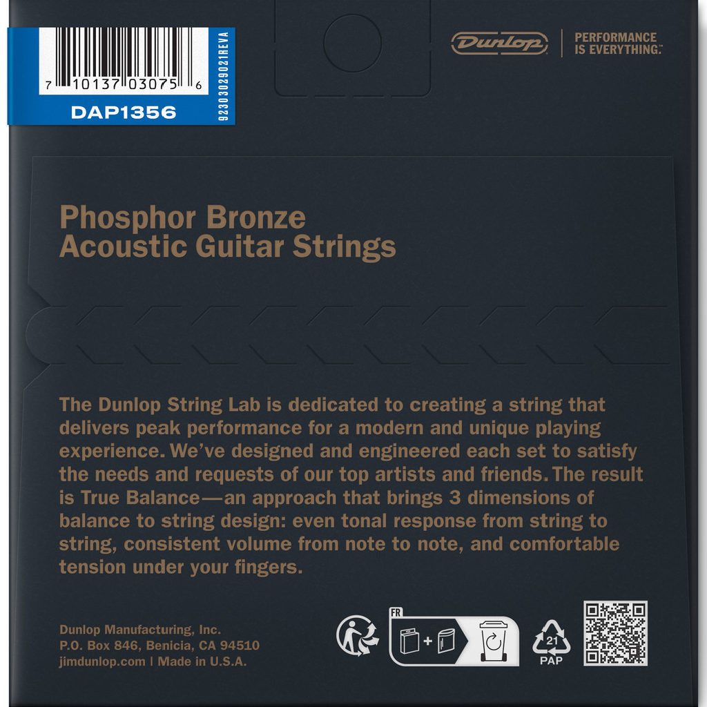 Jim Dunlop Phosphor Bronze Acoustic Guitar Strings 13-56 Gauge