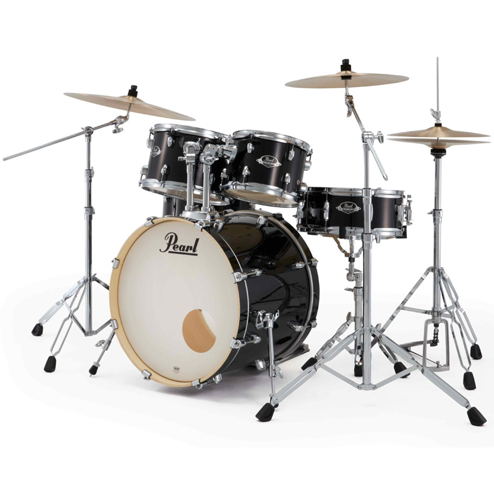 Pearl Export Plus 5-Piece Fusion Kit Drum Kit with PlanetZ Cymbals in Jet Black