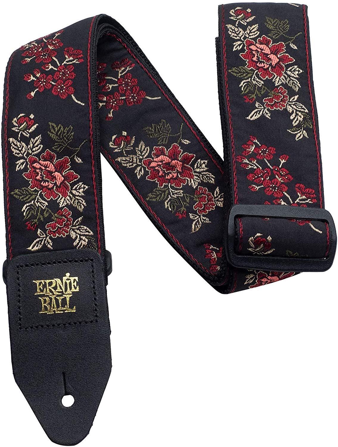 Ernie Ball Classic Jacquard Guitar Or Bass Strap in Red Rose