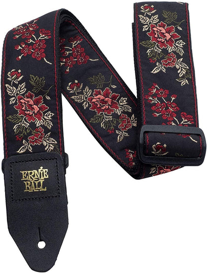 Ernie Ball Classic Jacquard Guitar Or Bass Strap in Red Rose